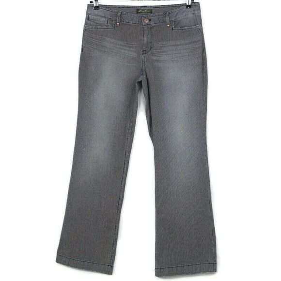 Eddie Bauer Jeans Railroad Blue White Striped Distressed Stretch 10 X 31‎ - Picture 1 of 12